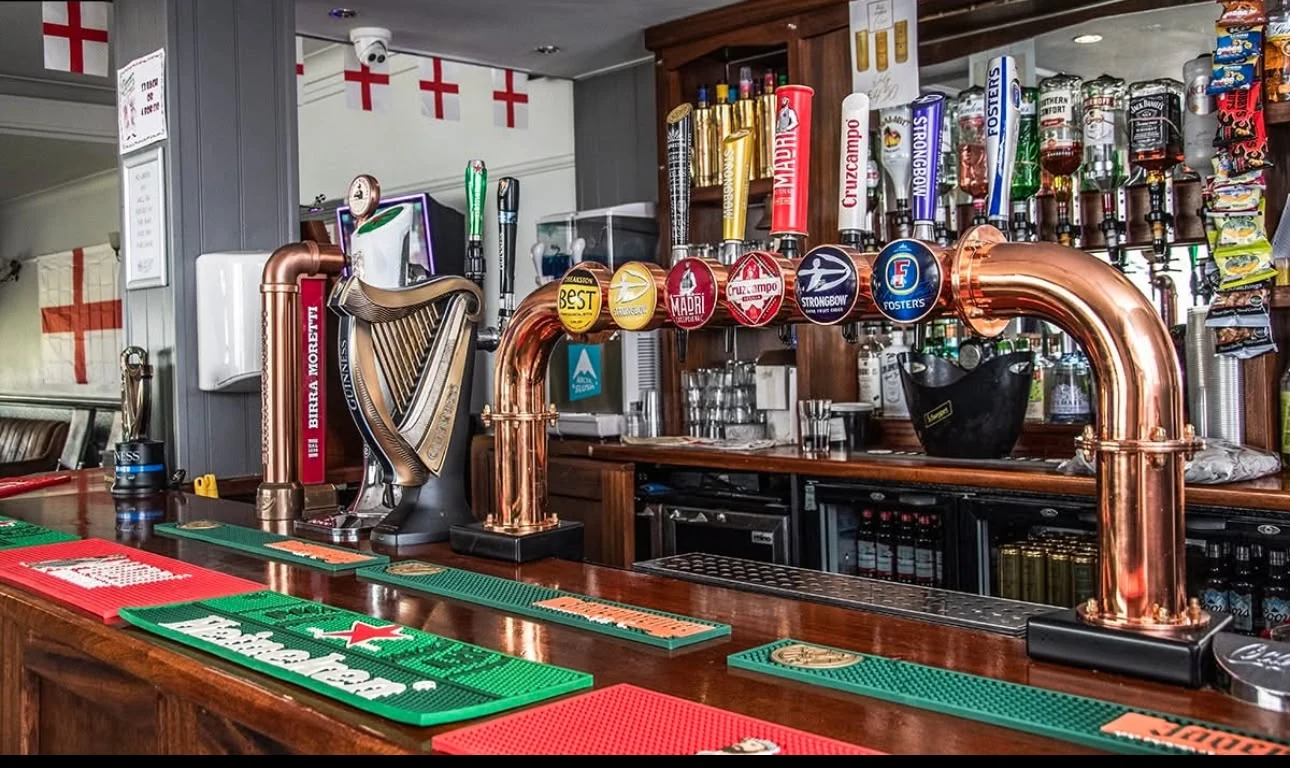 Full selection of beer pumps at the bar