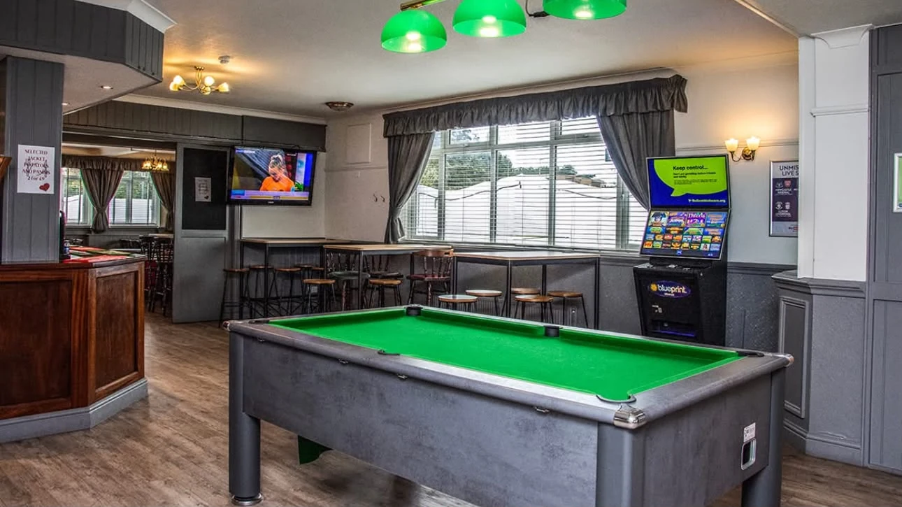 Pool table and seating area